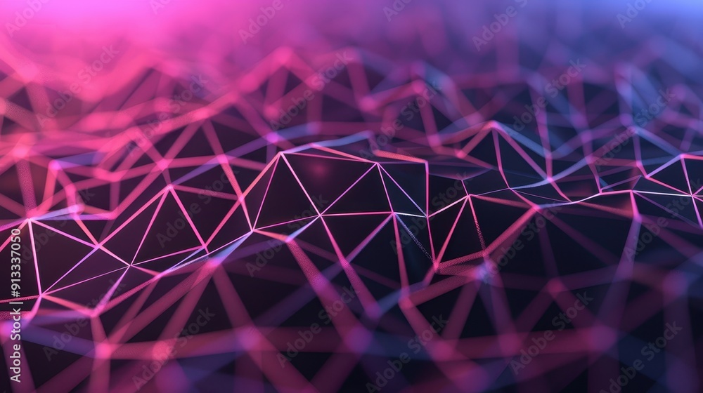 Poster a vibrant abstract landscape of interconnected lines and nodes, showcasing modern geometric design w