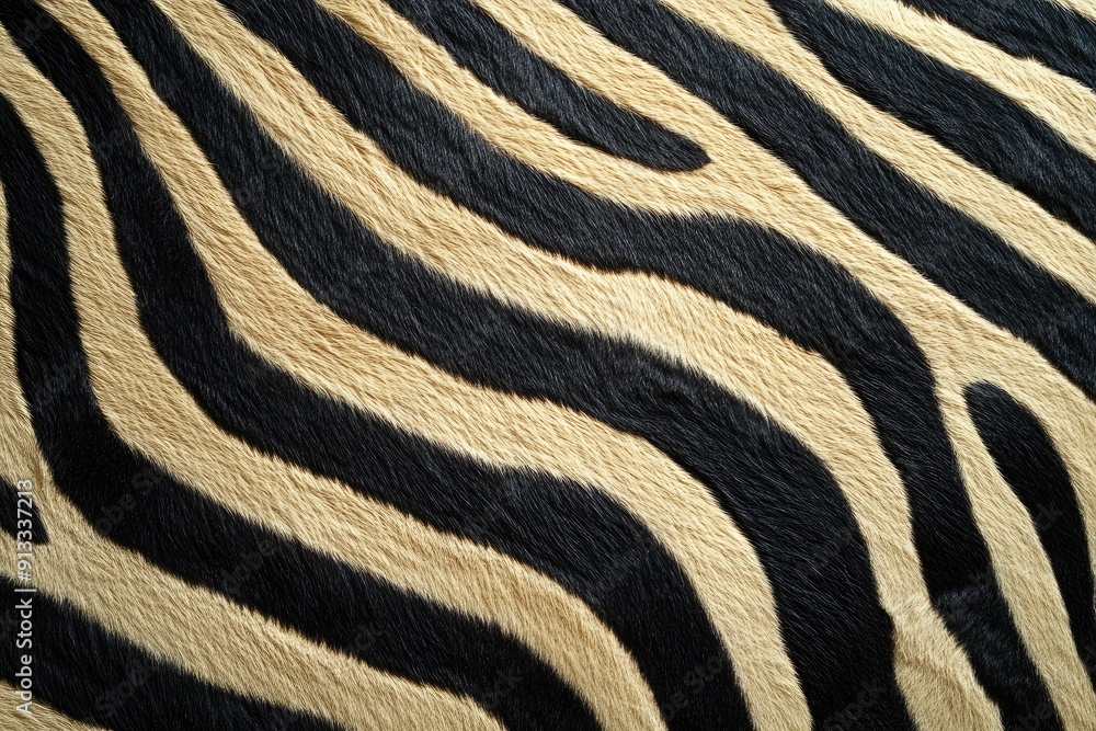 Poster close up of zebra fur, showing stripes. the image is perfect for design projects that require an ani