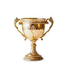 Vintage winner golden trophy cup isolated, transparent png, cut out