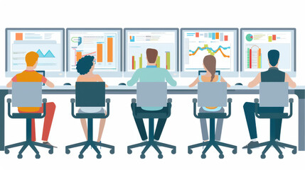 Sales team using CRM software to manage leads.