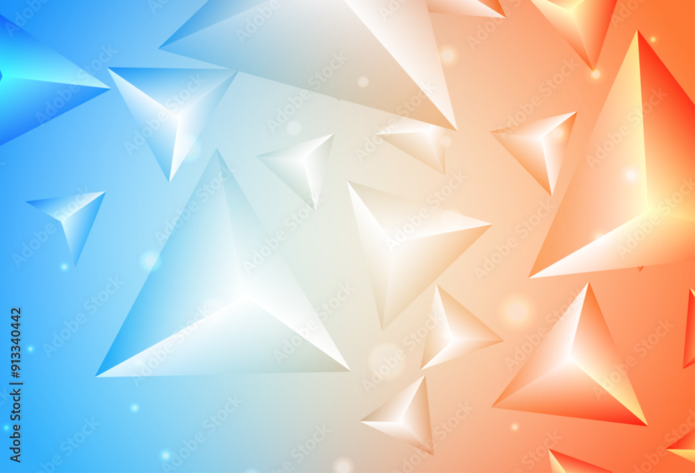 Poster light blue, yellow vector texture with triangular style.