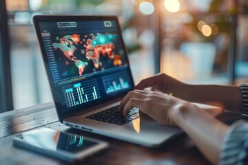 Person designing website on laptop, demonstrating creativity and digital design skills