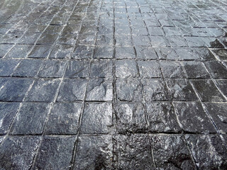 Stamped concrete floors and glossy finishes