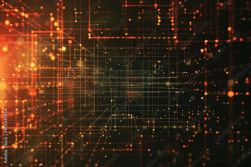 Poster a futuristic grid background with digital elements and futuristic motifs, perfect for tech and sci-f