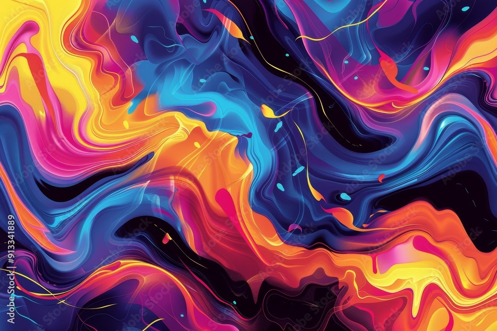 Poster a vibrant abstract background with swirling patterns and bold colors, perfect for adding energy to d