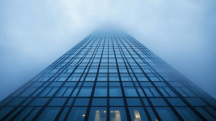 Fototapeta premium Skyscraper Disappearing in the Fog