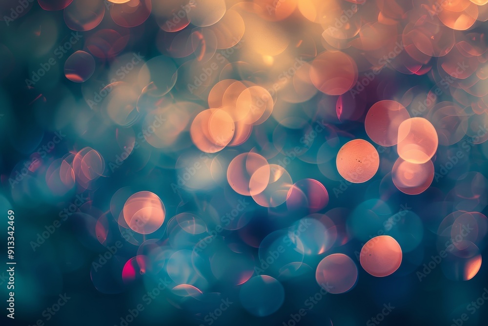 Poster a bokeh background with blurred lights and soft colors, creating a magical and enchanting ambiance