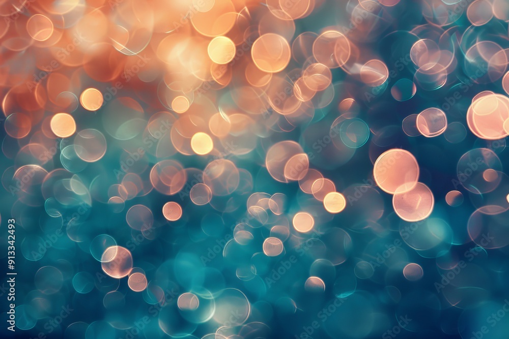 Poster a bokeh background with blurred lights and soft colors, creating a magical and enchanting ambiance