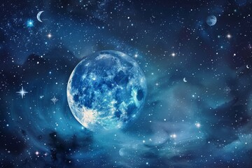 Obraz premium A celestial background with mystical moons and sparkling constellations, perfect for mystical themes