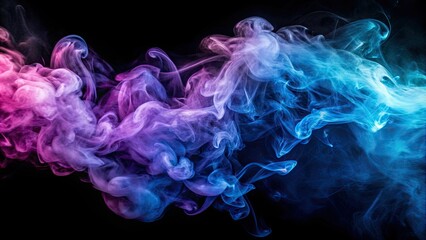 Abstract blue and purple colored smoke on black background , abstract, blue, purple, colored, smoke, art, background, vibrant
