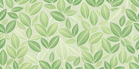 Abstract leaf pattern wallpaper in soothing green tones, leaves, foliage, nature, seamless, background, texture