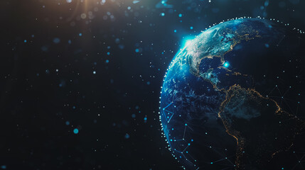Obraz premium background network points Earth's surface wave background Abstract digital wave background information technology background The background is the background. gradient wave digital wave ban 