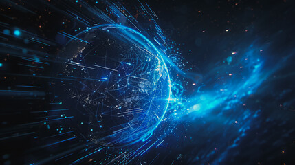 background network points Earth's surface wave background Abstract digital wave background information technology background The background is the background. gradient wave digital wave ban	