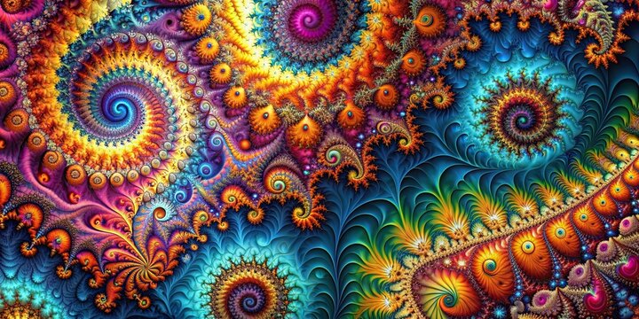 Fototapeta Abstract fractal background with intricate patterns and vibrant colors, fractal, abstract, background, art, digital