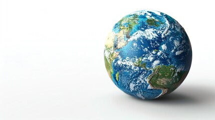 High-quality image of Earth from space, showcasing continents, oceans and atmosphere on a white background, emphasizing planet's beauty.