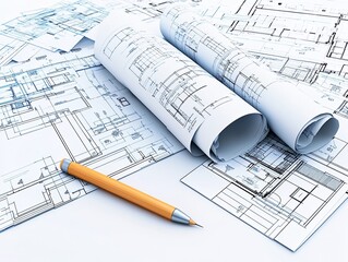 Blueprint mess table blueprints and plans scattered on a table with a focus on a single drawing tool table filled with blueprints table with technical items