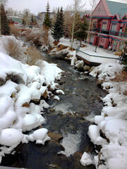 Colorado snowy creek chalet nature icy winter