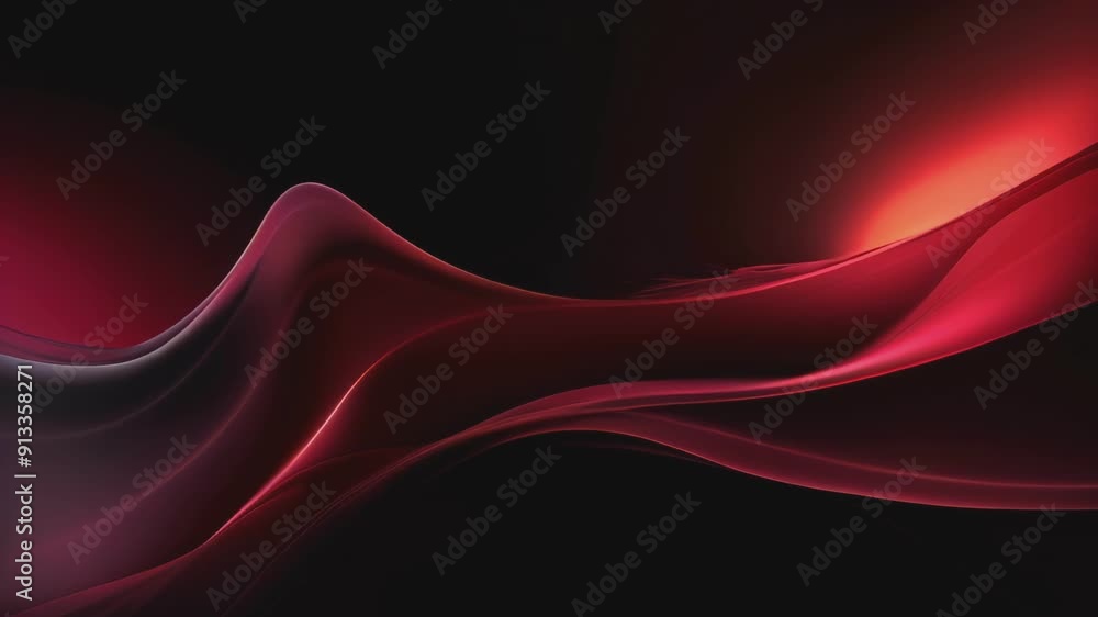 Poster flowing red waves intertwine in a modern abstract composition on a black background. abstract backgr