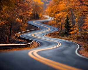 Naklejka premium Leaf peeping, vibrant colors, lush scenery, scenic routes, inviting