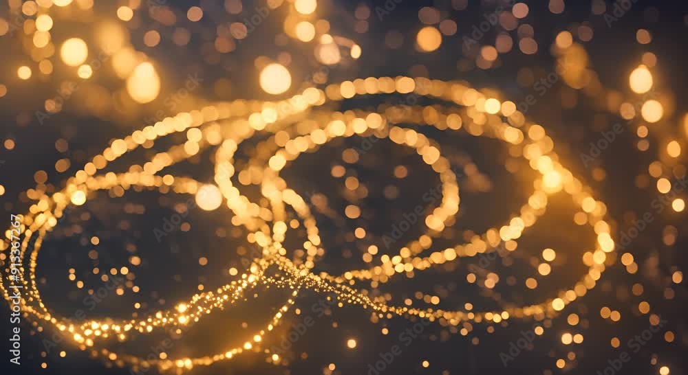 Poster a mesmerizing abstract image featuring golden bokeh lights intertwined with blue sparkles the soft f