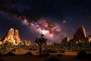 Milky Way Galaxy Over Desert Landscape