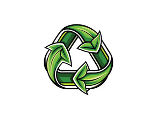 Design a vector logo with a stylized recycling symbol formed from green leaves.