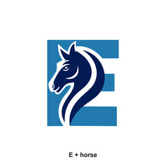 Horse and letter E concept for initial logo or brand name, suitable for ranch farmer, equestrian sports business and others.