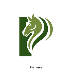 Horse and letter P concept for initial logo or brand name, suitable for ranch farmer, equestrian sports business and others.