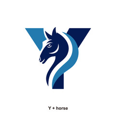 Horse and letter Y concept for initial logo or brand name, suitable for ranch farmer, equestrian sports business and others.