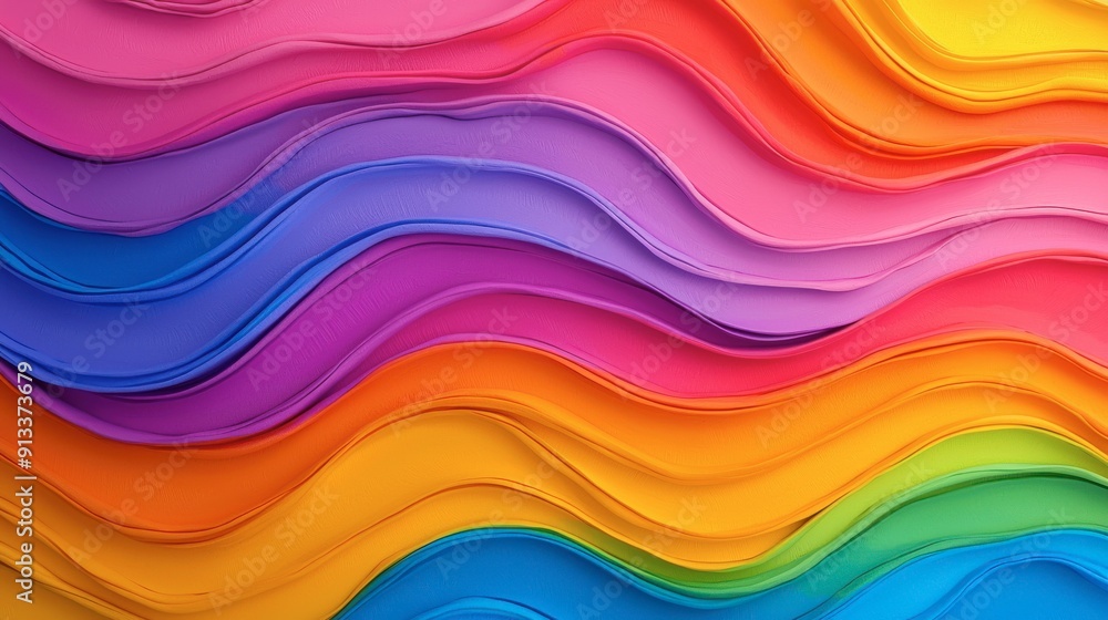 Poster a colorful rainbow with a wave pattern