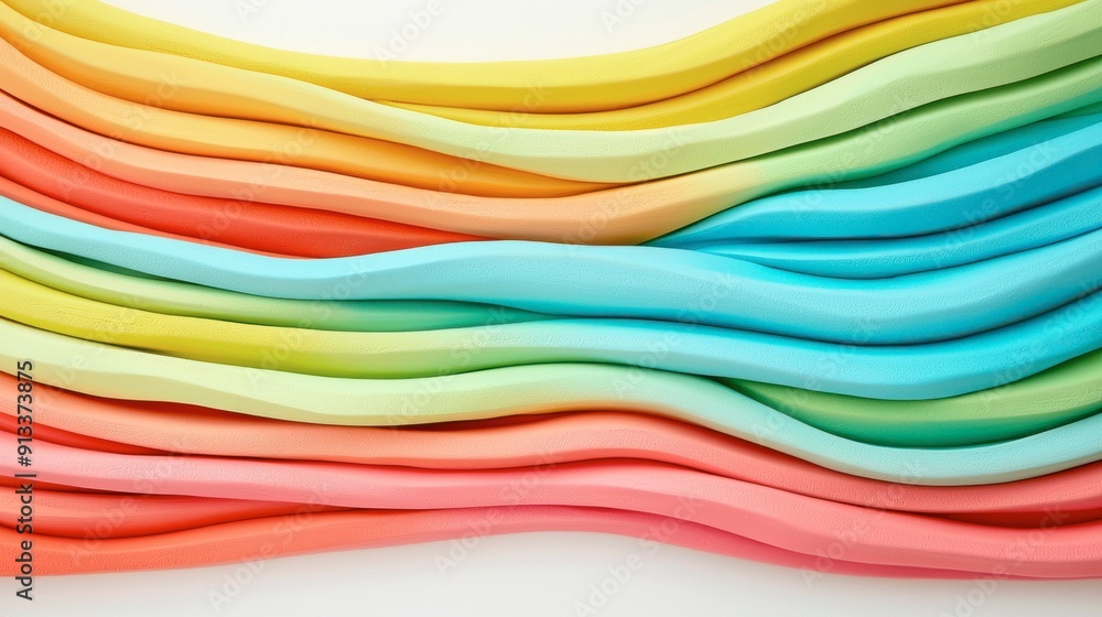 Poster a colorful line of foam is shown in a rainbow pattern