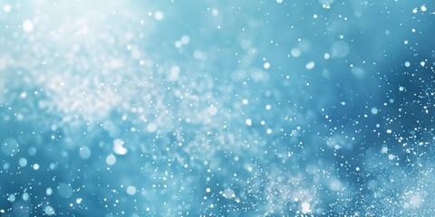 Fototapeta premium Abstract Blue Background with Glimmering Snowflakes and Bokeh Lights.