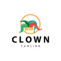 Simple colorful clown hat logo simple circus comedian equipment design template illustration