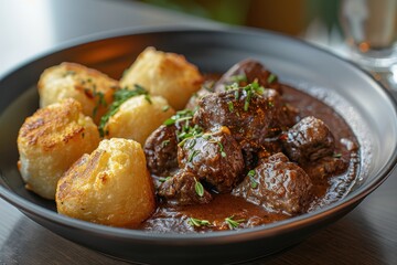 Hearty Beef Stew With Golden Roast Potatoes