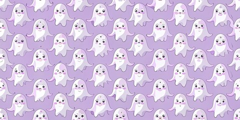 Obraz premium Light purple seamless pattern featuring cute ghost s perfect for Halloween , Halloween, spooky, ghost, seamless, background