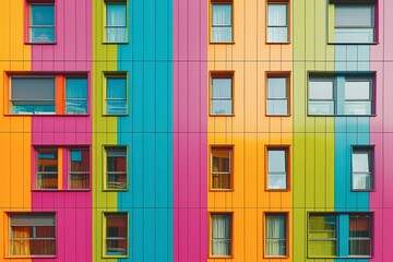 Fototapeta premium A colorful building with windows of different colors