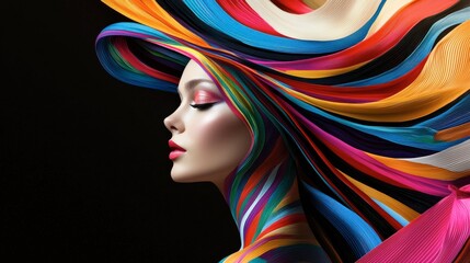 Naklejka premium A woman with colorful hair and makeup