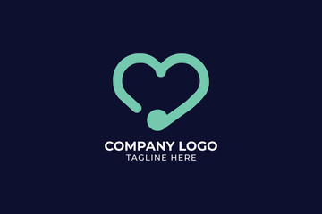 Health care logo with heart shape, stethoscope logo healthcare and medical design vector,  heart medical logo icon design template