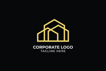 city abstract geometry simple logo. linear building symbol or icon concept for property, 