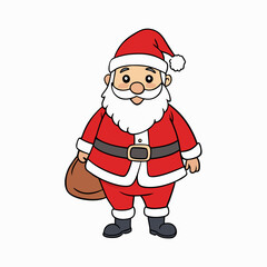 Santa claus with bag isolated on white, Christmas santa claus vector illustration, Christmas santa vector art, santa silhouette, Christmas santa claus vector icon, eps
