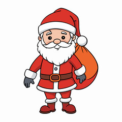 Santa claus with bag isolated on white, Christmas santa claus vector illustration, Christmas santa vector art, santa silhouette, Christmas santa claus vector icon, eps
