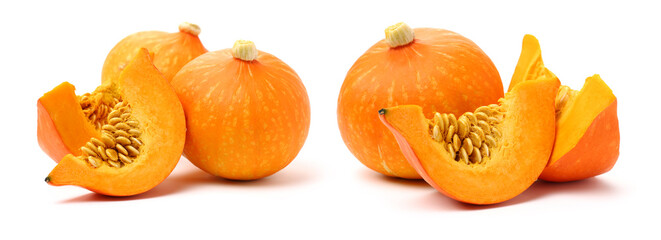Pumpkin cubes isolated on white background 
