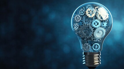 Light bulb with gears, representing creativity and engineering ideas, perfect for tech and innovation themes.