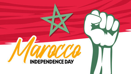 happy moroccan independence day with moroccan flag