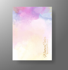 Cards with watercolor background. Design for your cover, date, postcard, banner, logo.