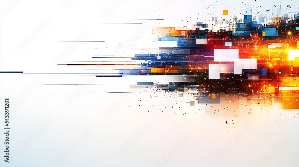 Poster abstract futuristic data technology with dynamic computer visuals, showcasing advanced business conc