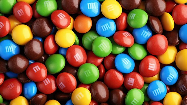 Close-up of colorful candy coated chocolates.