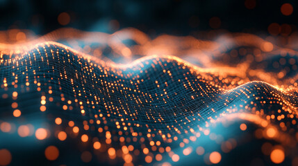 Abstract futuristic data technology with dynamic computer visuals, showcasing advanced business concepts and innovation in a high-tech environment