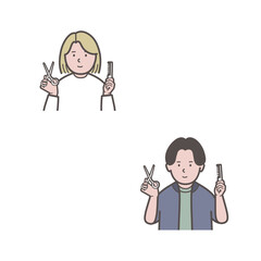 美容師男女2人の上半身イラスト