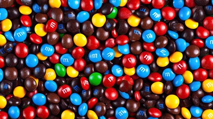 Closeup of colorful chocolate candies.